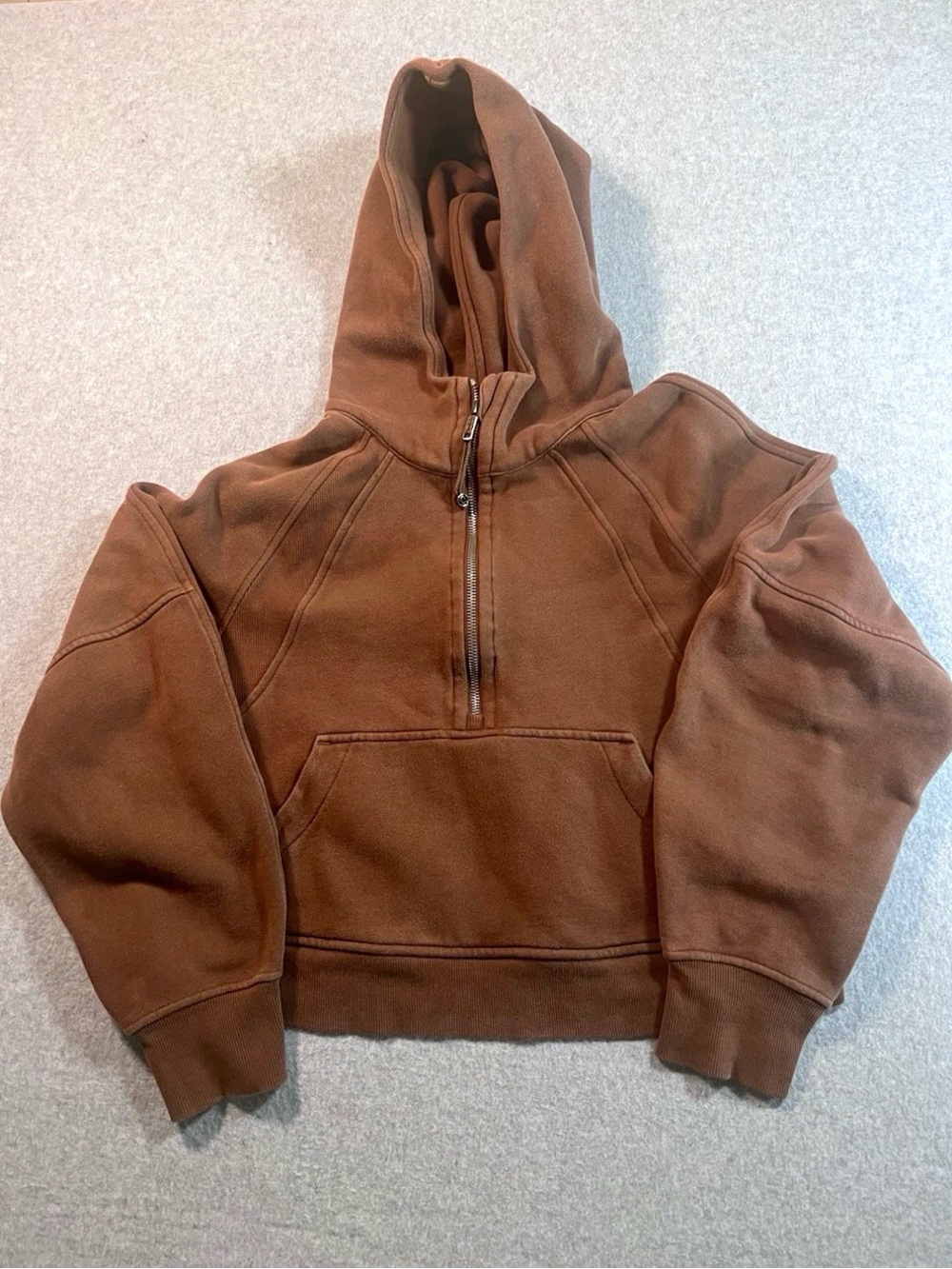lululemon athletica Brown Half-Zip Hoodie Sweatshirt